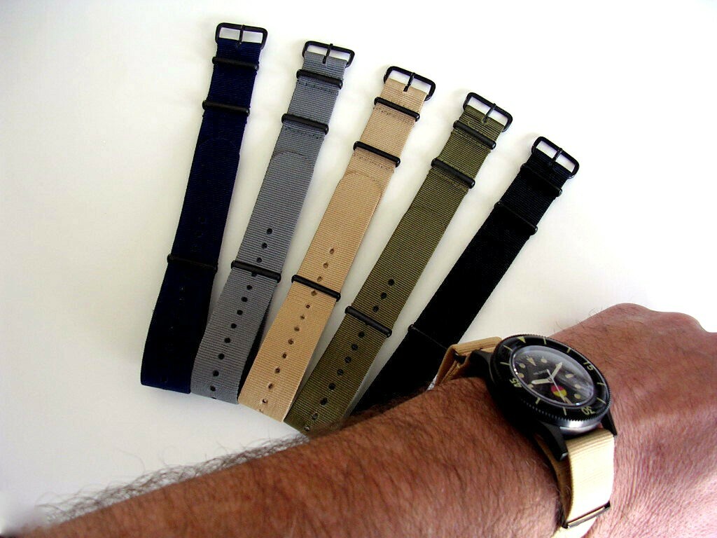 24mm Green NATO G10 PVD Premium Nylon watch band strap RAF IW SUISSE 18 19 20 22