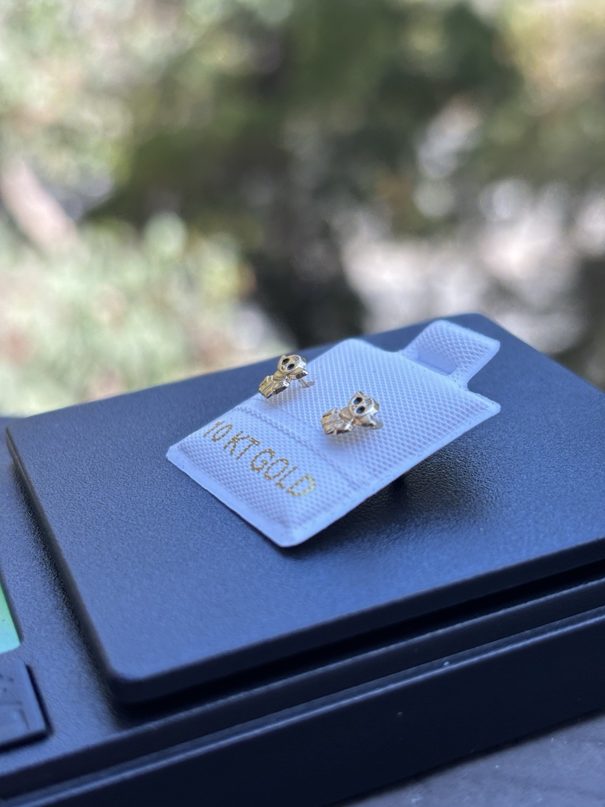 10K Yellow Gold Owl Stud Earrings No Stone Butterfly Back Lobe