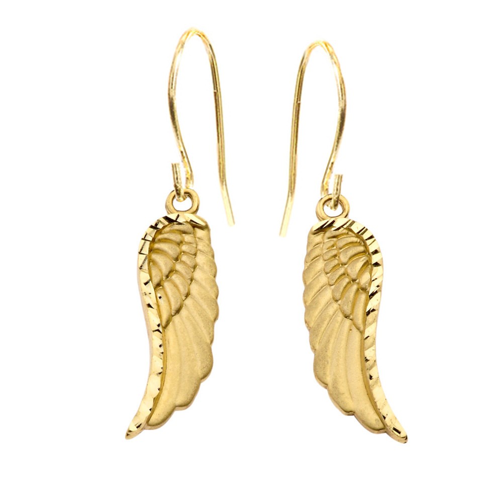 Dangling Angel Wing Earrings(Available in Yellow/Rose/White Gold)