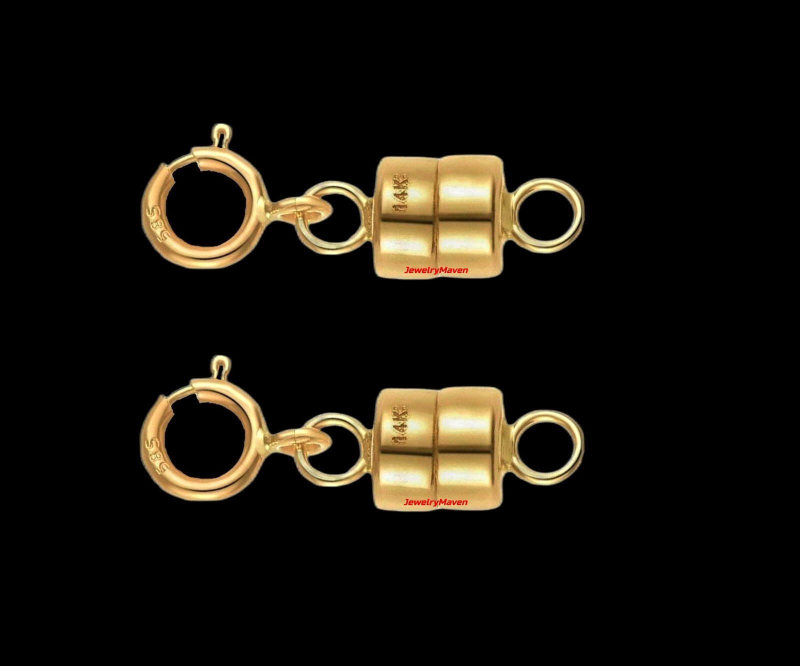 (2) sets 4.5mm 14k MAGNETIC CLASP Converter Yellow Gold Chain Spring Ring USA