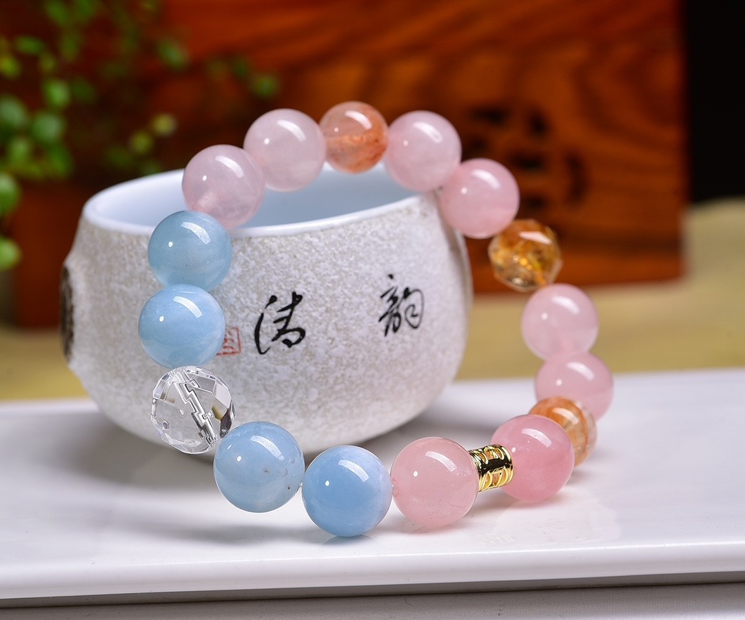 12mm Natural Multi‑Stone Elastic Beaded Bracelet Mixed Crystal Unique Women Gift