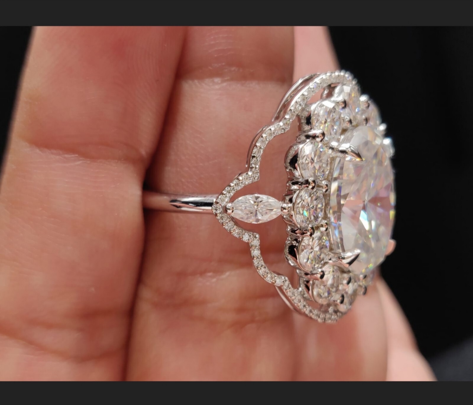 6 Ct Center Stone Moissanite engagement ring- size 9- 18k white gold – Vintage