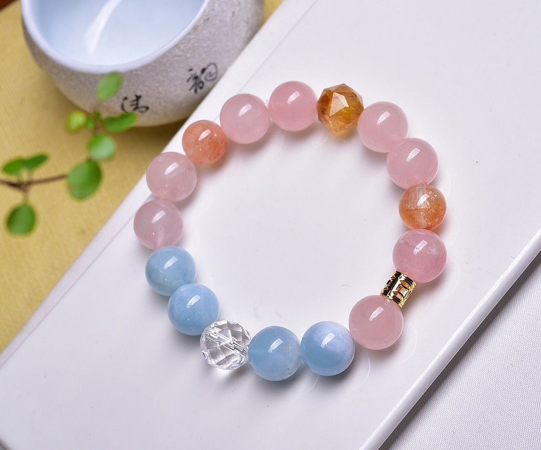 12mm Natural Multi‑Stone Elastic Beaded Bracelet Mixed Crystal Unique Women Gift