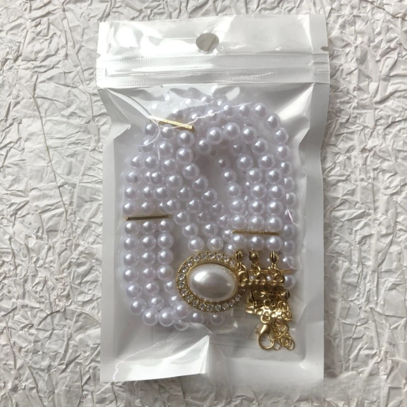 Multi Layer Pearl Necklace, Women’s Jewelry Set with Diamonds Imitation Pearl