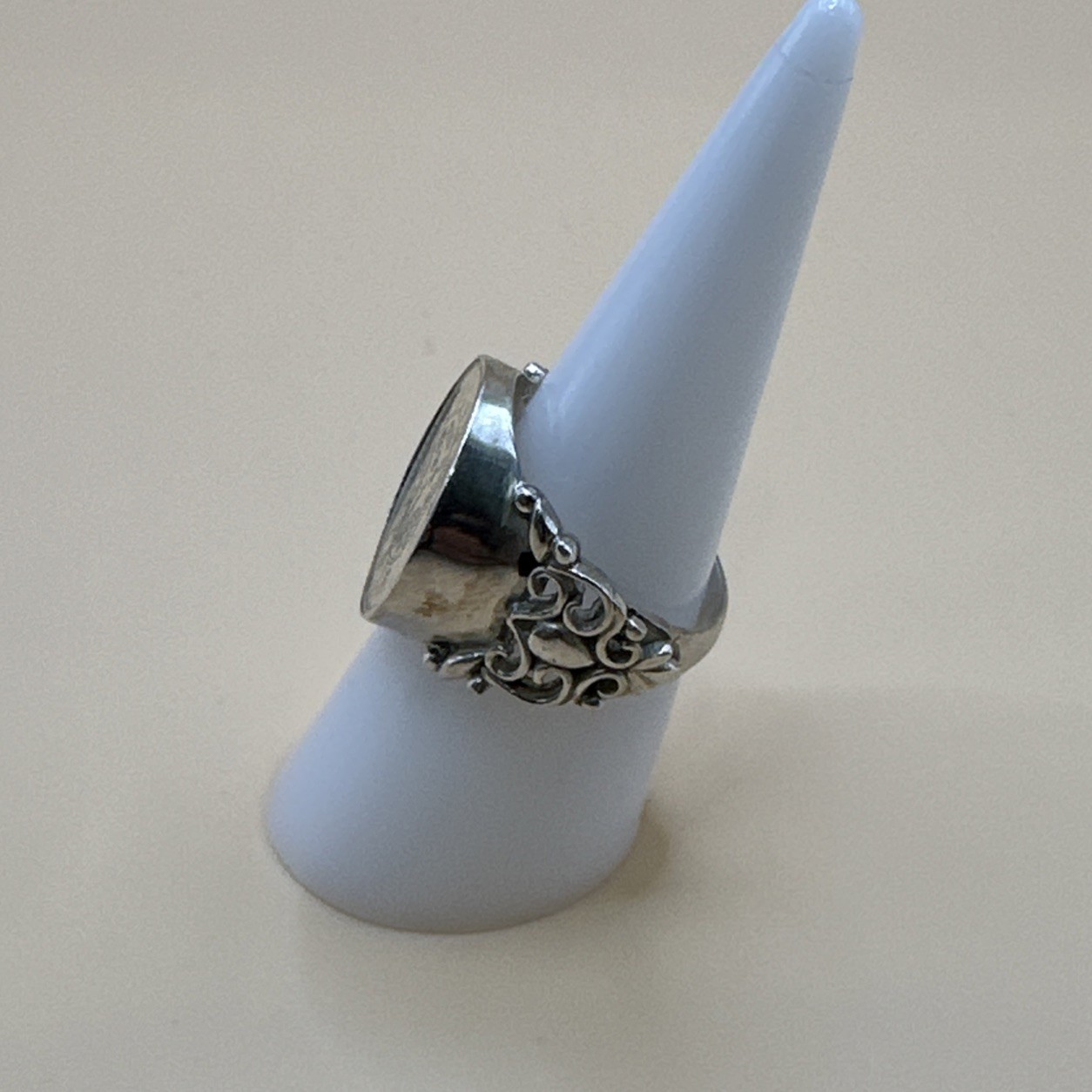 Vintage 925 Sterling Silver Nepal Coin Ring / Size 8