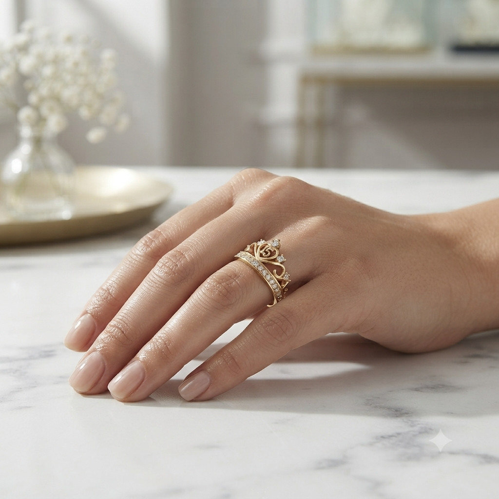 15 Anos Quinceanera Ring Yellow Gold moissanite Crown 15Ring,14k gold palted