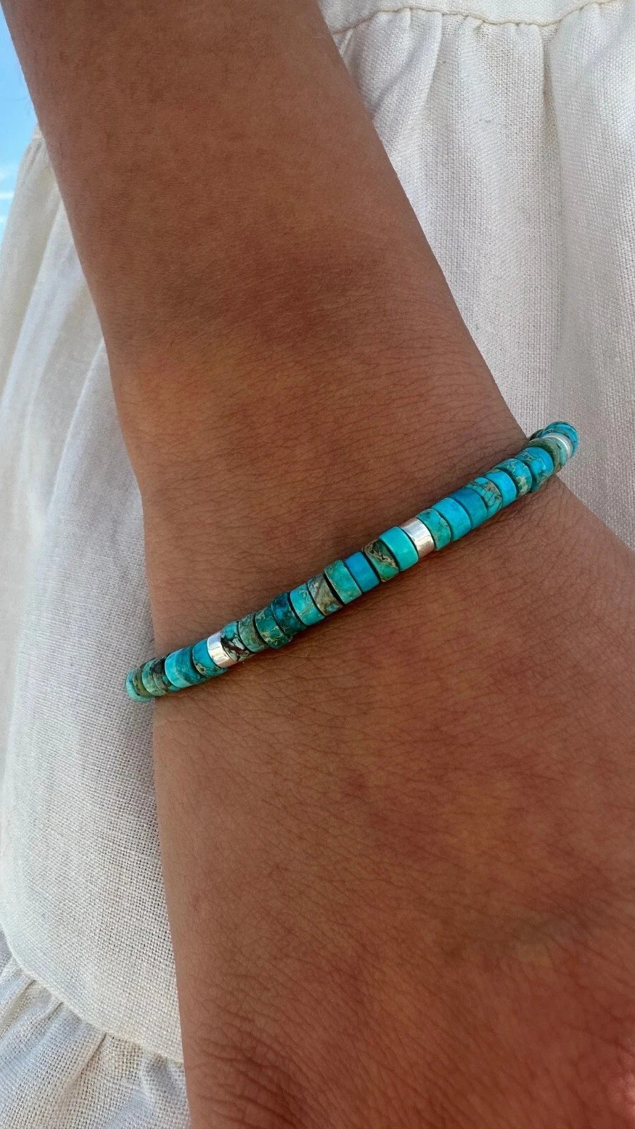 Natural Turquoise Dainty Bracelet Blue Gemstone Minimalist Healing Jewelry Gift