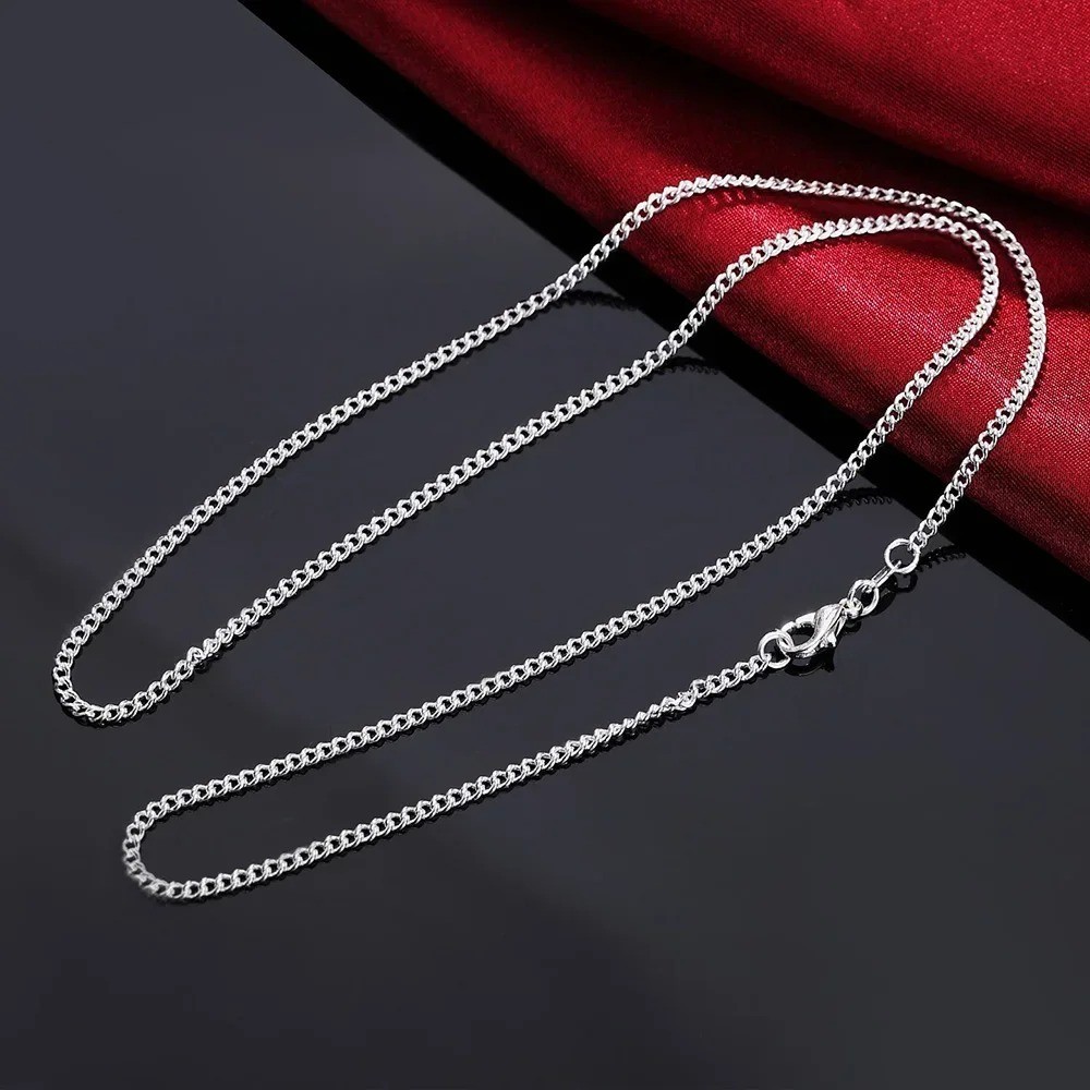 925 Sterling Silver 2mm Chain Necklace 16-30in Women Men Jewelry