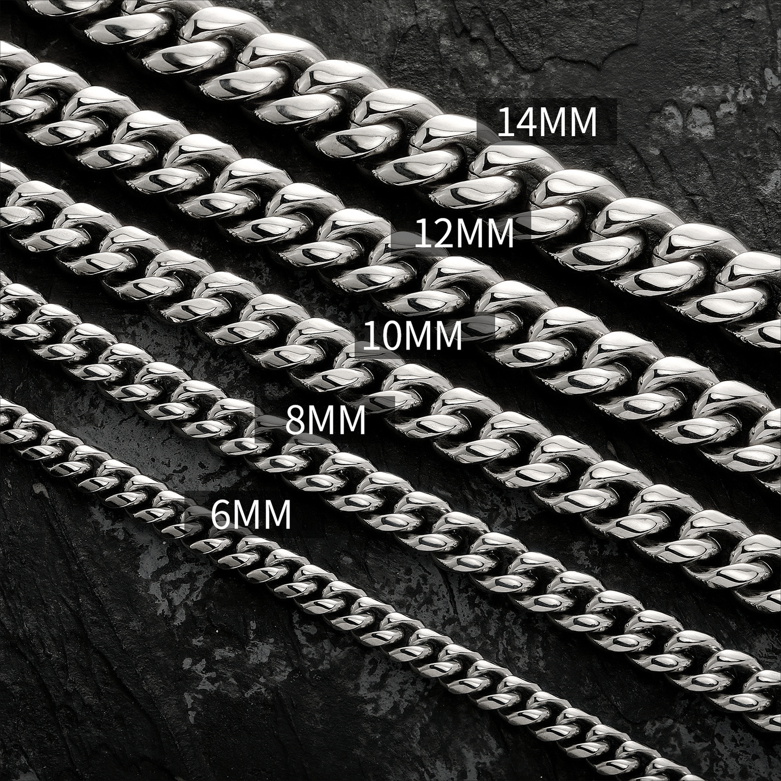 Heavy Stainless Steel Men’s Miami Cuban Link Chain Bracelet 8mm-14mm Necklace
