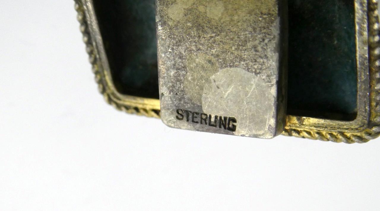 Vintage Sterling Silver Enameled Porcelain Panel Bracelet Bird Designs 6 7/8 In