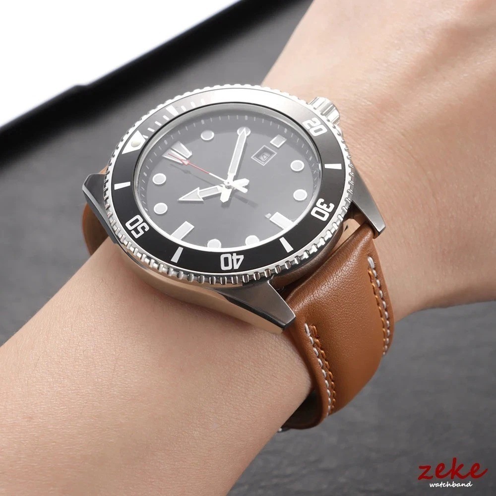 Genuine Calfskin Leather Watch Band 18mm 20mm 22mm 24mm Butterfly Buckle Strap
