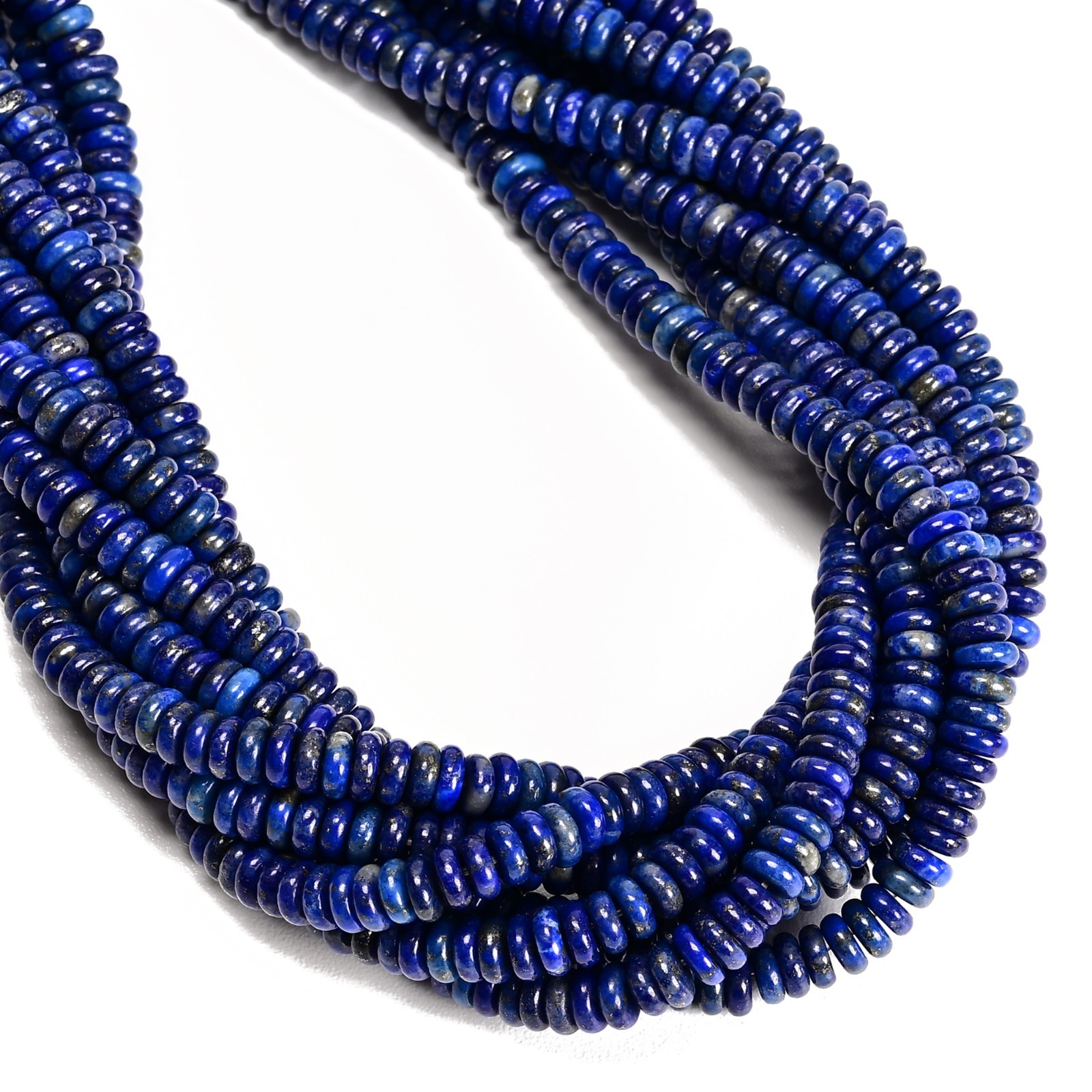 Natural Lapis Smooth Rondelle Beads Size 2x6mm 15.5” Strand