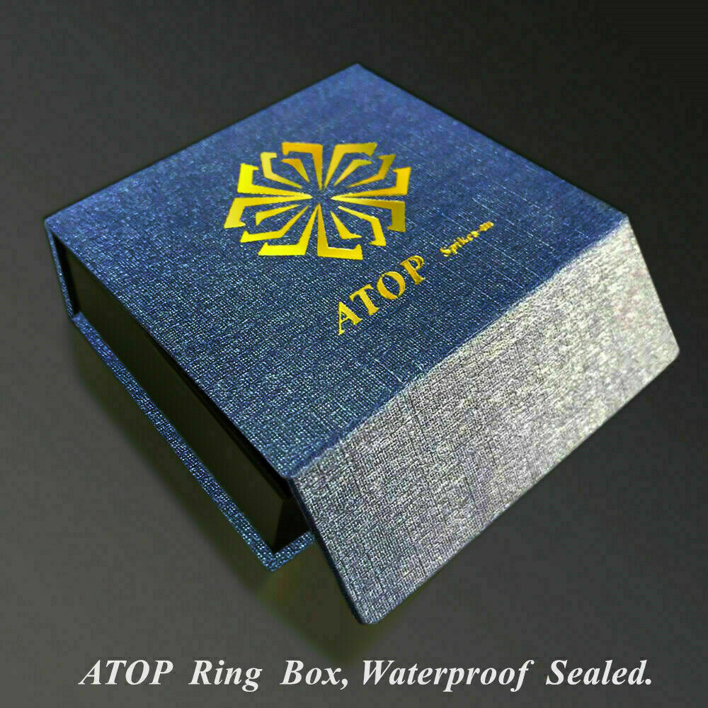 8mm ATOP Blue Tungsten Ring 925 Silver Inlay for Mens Comfort-fit Wedding Band