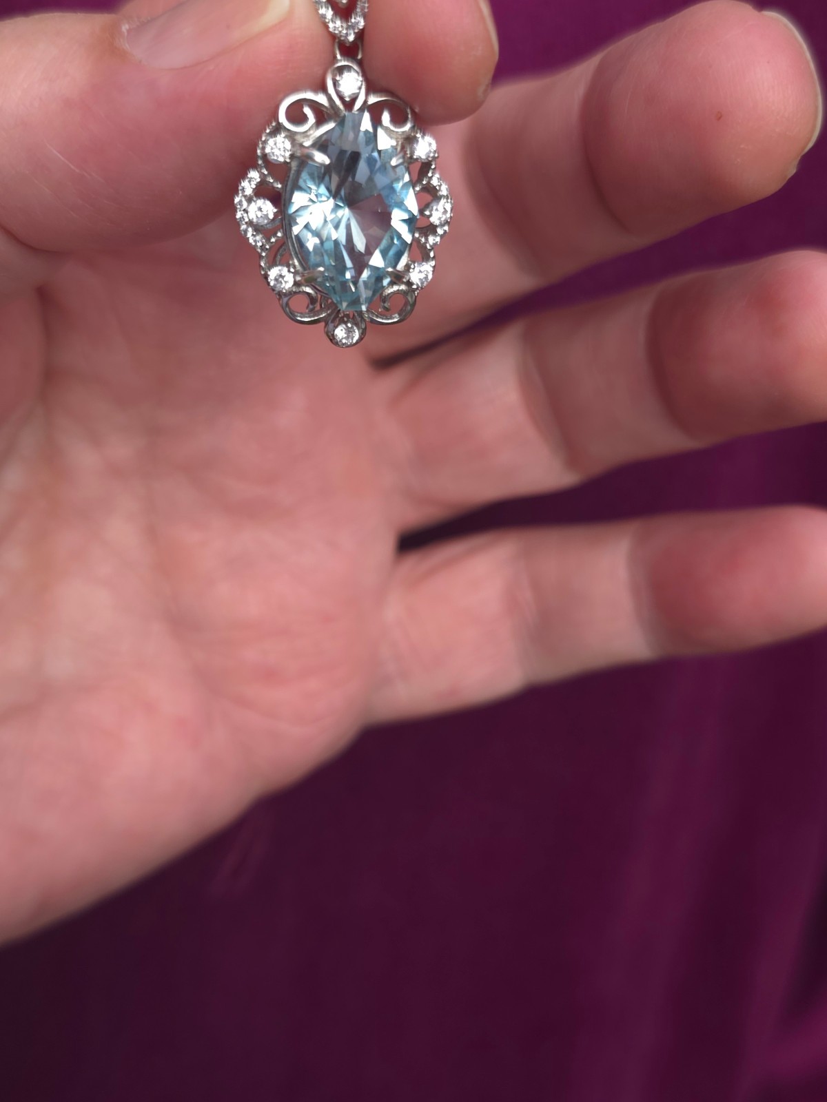 Blue Topaz 9.45 ct , Not a LAB Creation , Pendant is 92.5 sterling silver