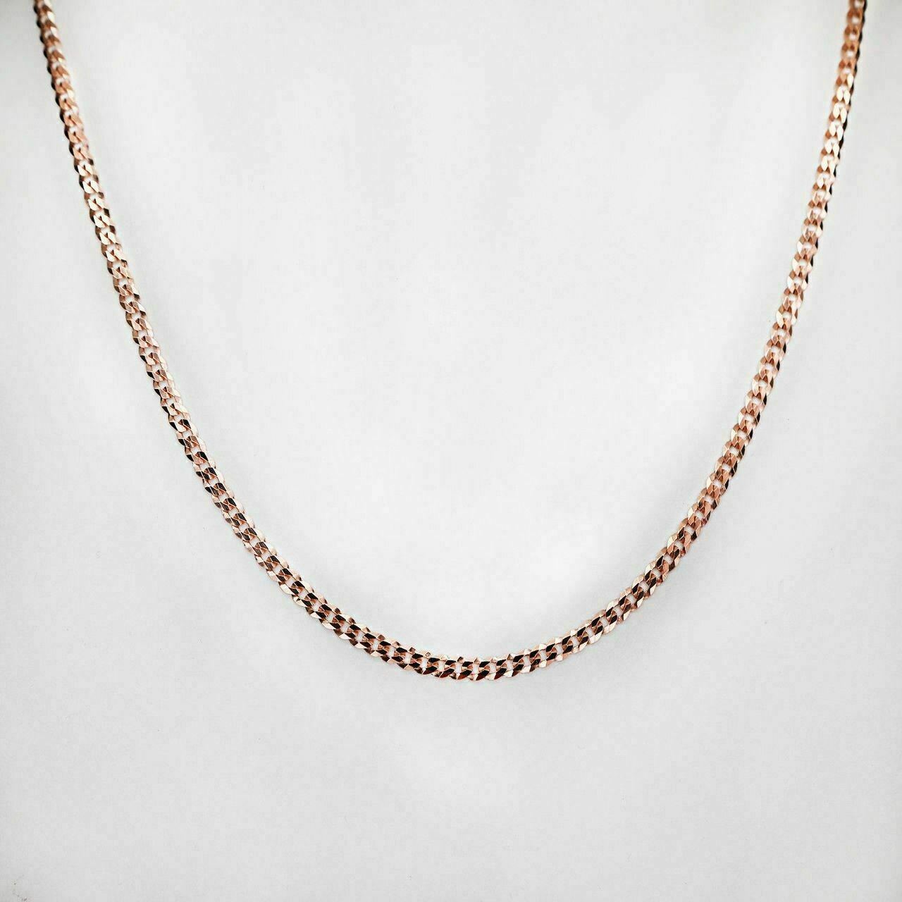 Men’s Women’s 14K Rose Gold Plated Solid 925 Silver Cuban Link Chain 4mm ITALY