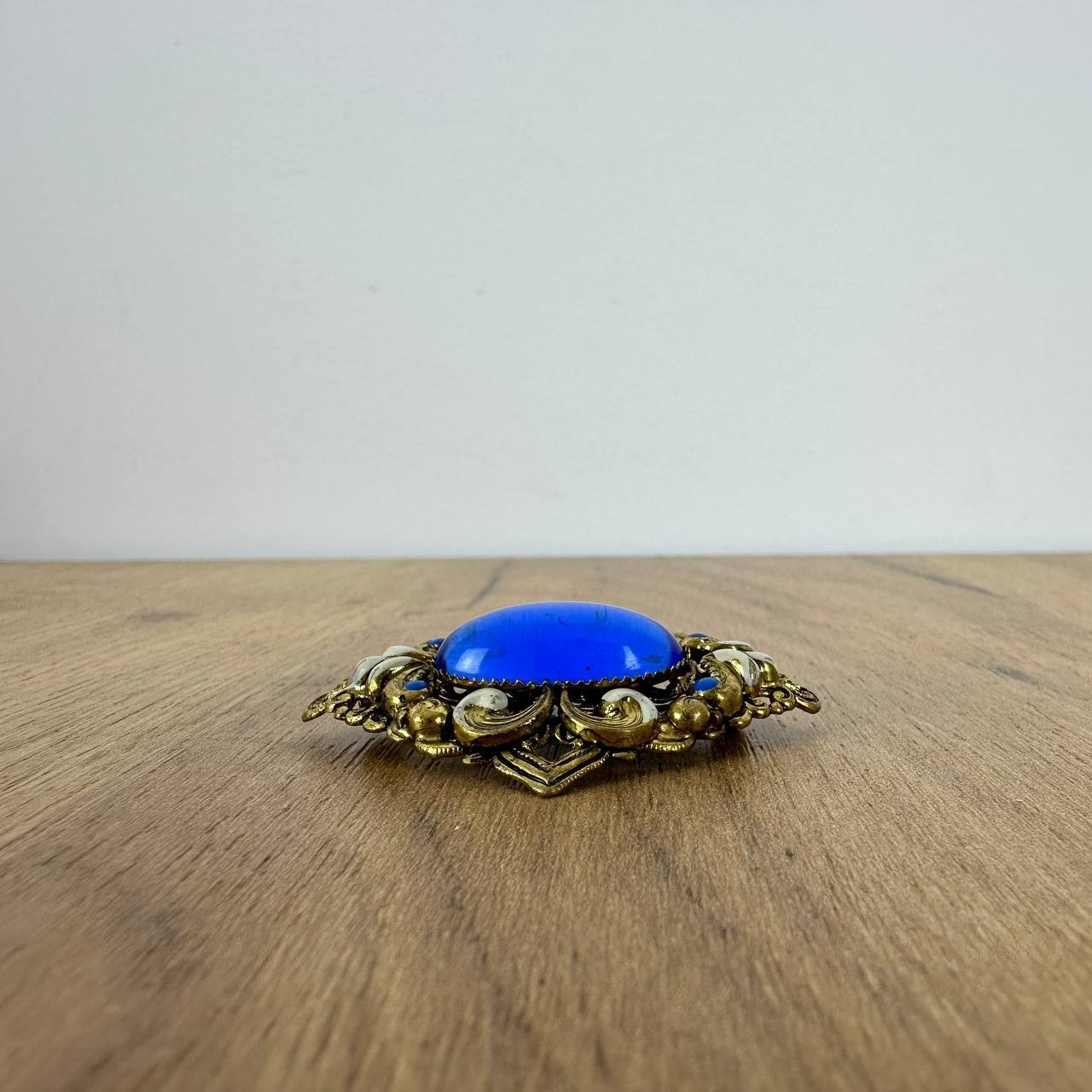 Vintage brooch Czech Republic – USSR jewelry – soviet blue stone – original