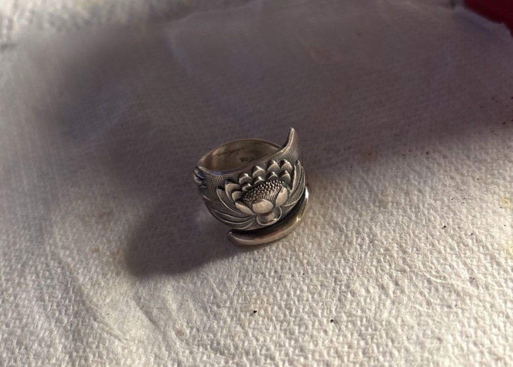 Lot Of Two: Sterling Designer Flower & Art Glass Ring Heavy Good Quality
