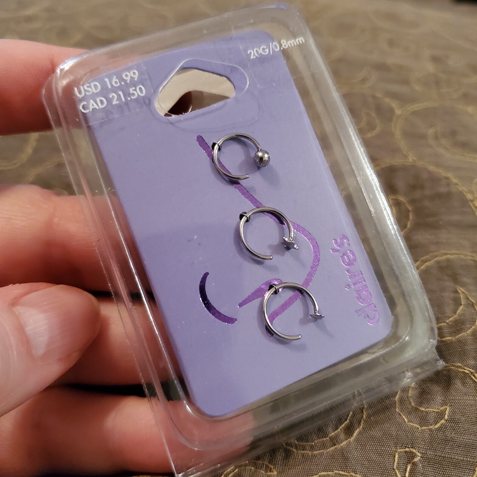 SALE Three 20 Gauge Nose Rings by Claire’s NWT NIP 20G / 0.8mm