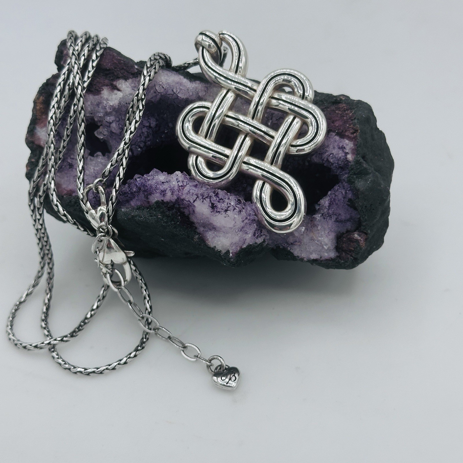 Brighton Celtic Endless Knot Pendant Necklace Adjustable Silver Interlock Chain