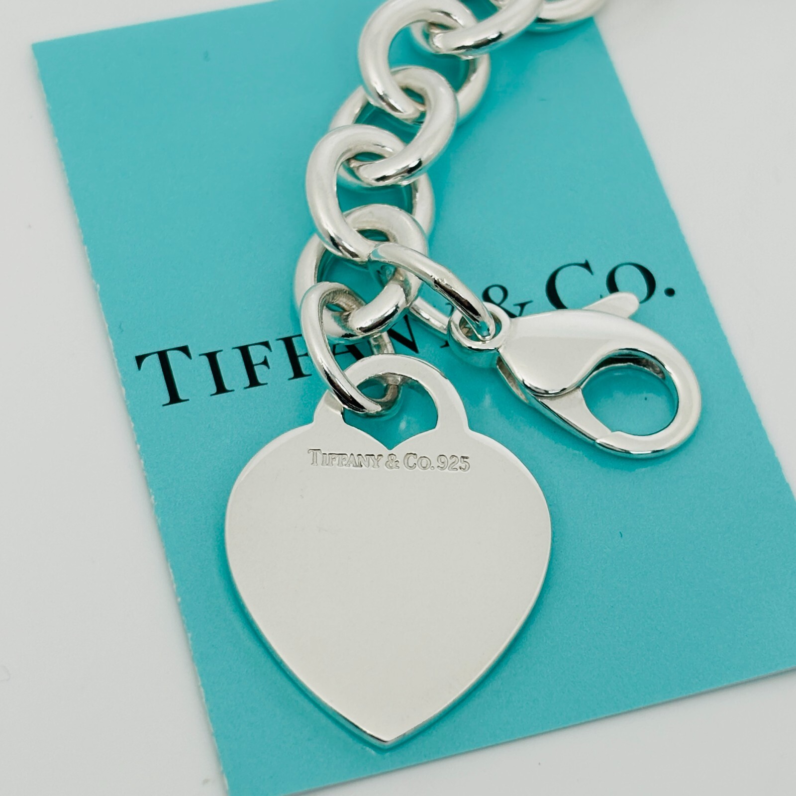 Tiffany & Co Heart Tag Charm Bracelet Engravable in Silver Guaranteed Authentic
