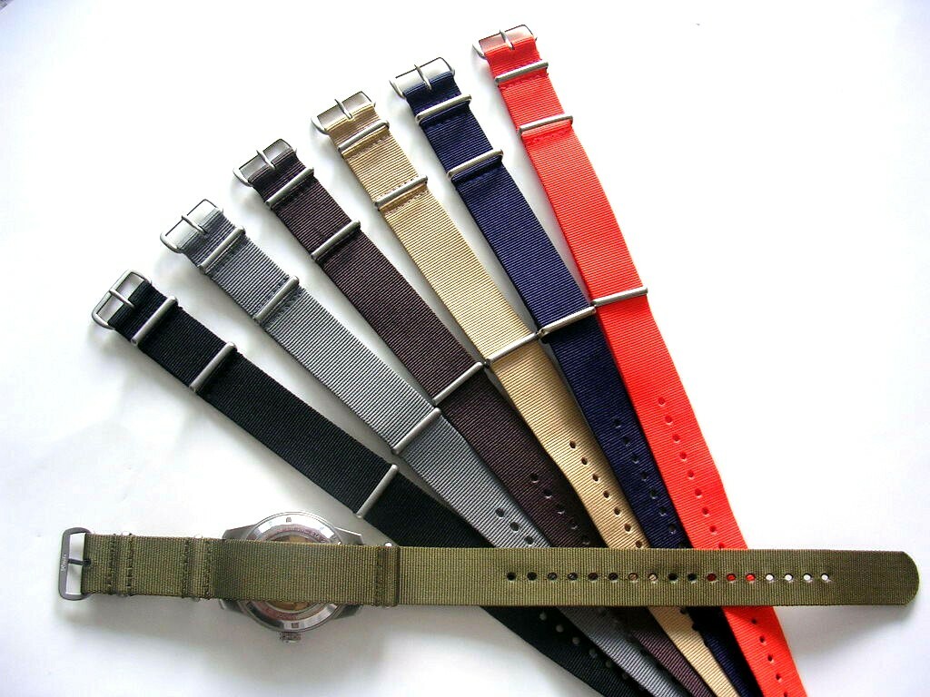 NATO® watch band strap Grey 20mm G10 Nylon weekender Bond RAF IW SUISSE 18 22 24
