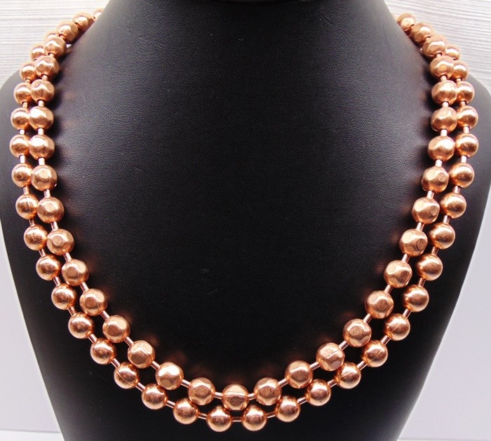 COPPER BALL CHAIN Necklace or Bracelet Statement Size 9.5mm Round + Faceted Bead