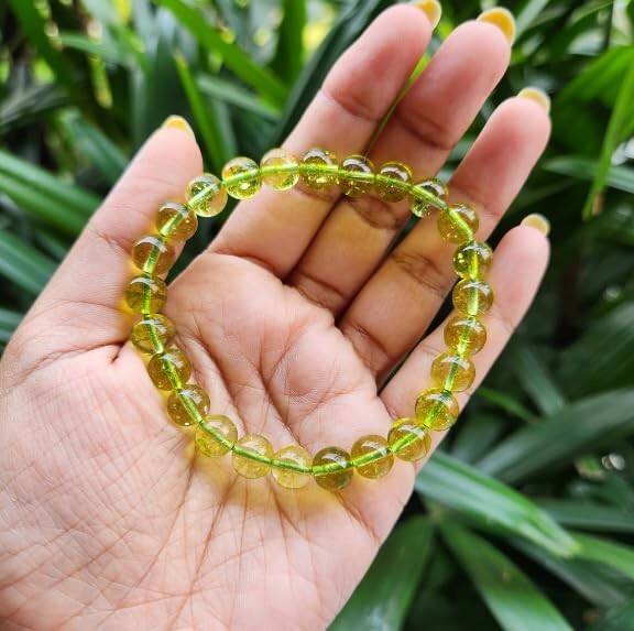 Natural Olive Peridot 8mm Beads Healing Reiki Gemstone Handmade Stretch Bracelet