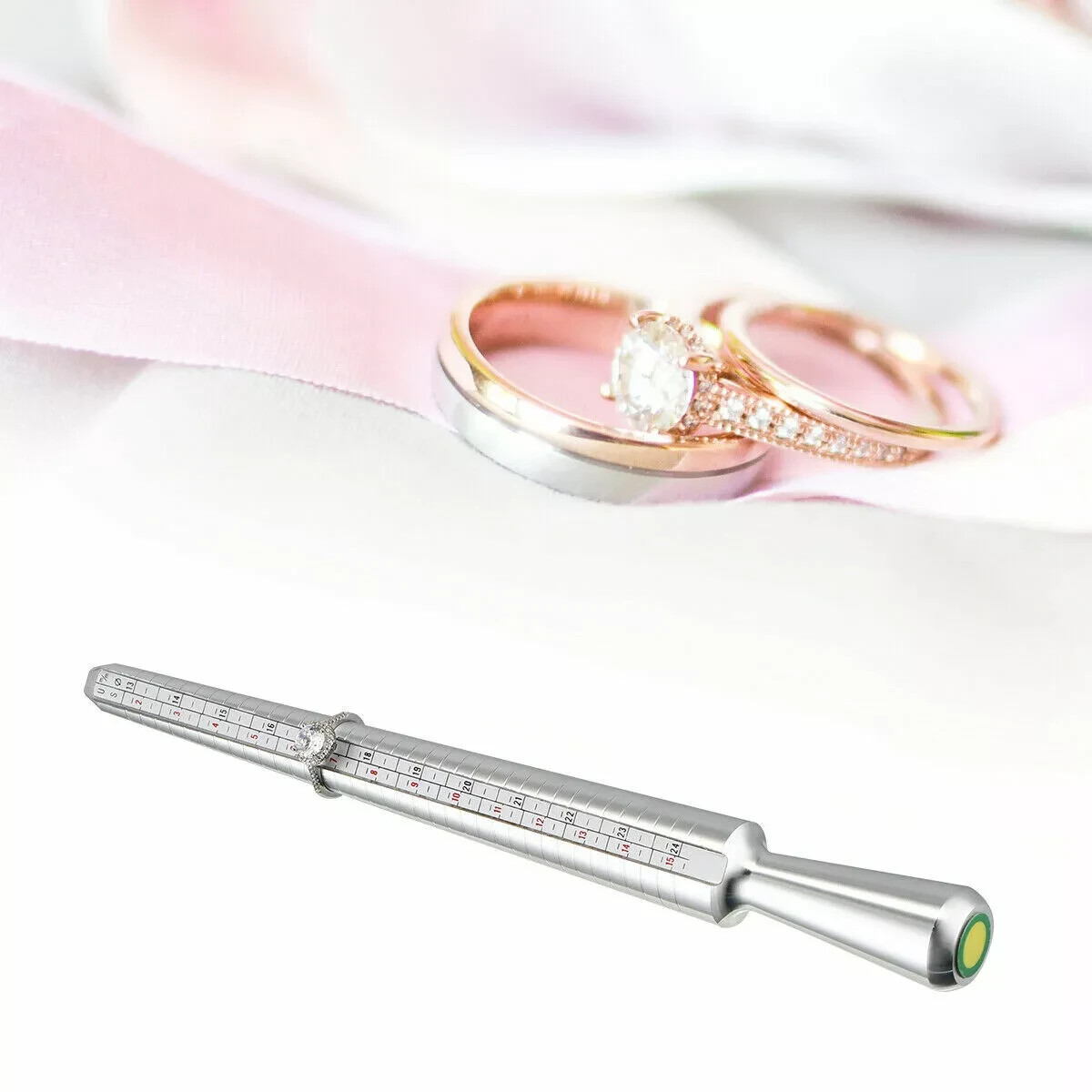 Metal Ring Sizer Guage Mandrel Finger Sizing Measure Stick Standard Jewelry Tool