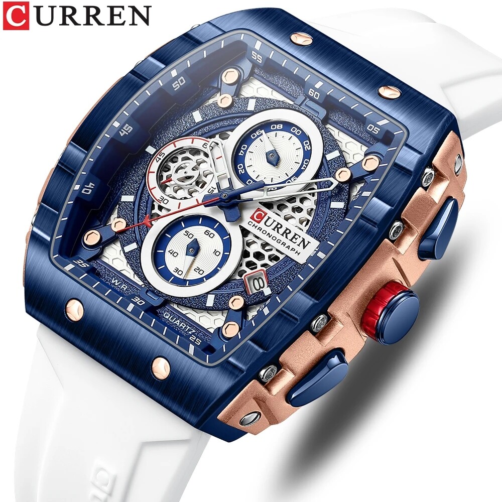 CURREN Men Sport Watch Brand Silicone Wristwatch Big Case Male Quartz Watches