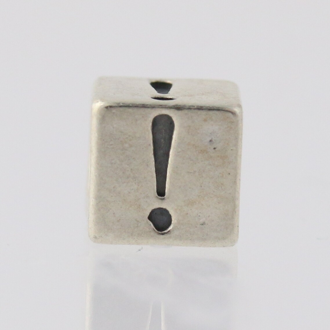 Exclamation Point Block Bead Charm – Sterling Silver 925 Symbol Jewelry Making