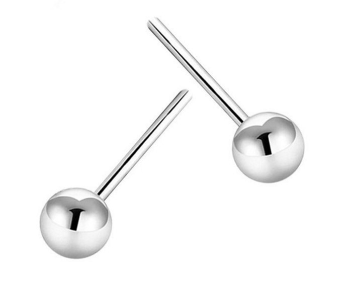 925 Sterling Silver Round Ball Stud Earrings High Polish Butterfly Post Back H8