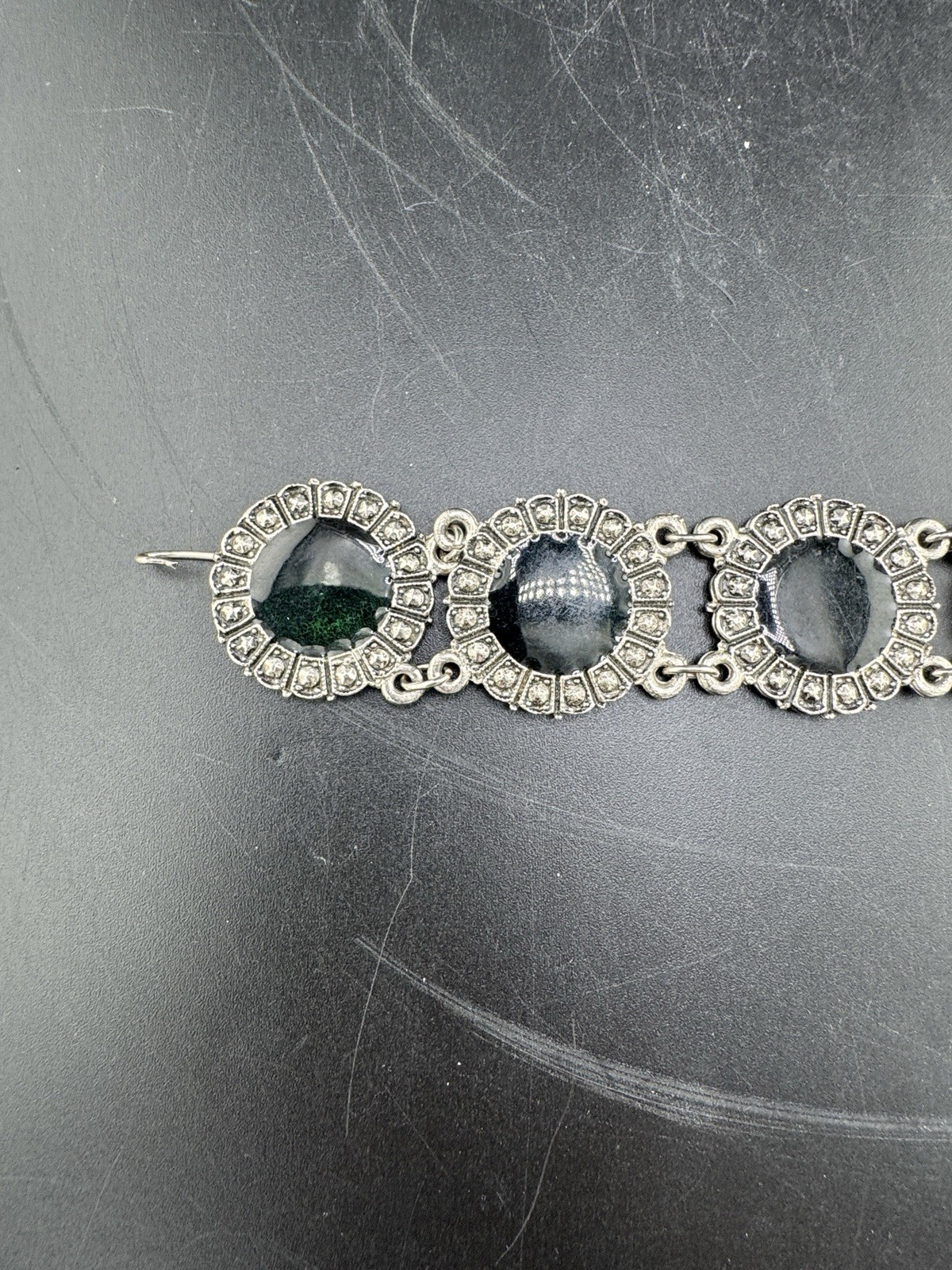 Vtg Green Silver Toned Souvenir Of Morocco Du Maroc Bracelet See Pics