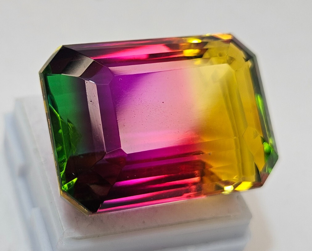 Bi-Colour Natural Tourmaline Emerald Cut 80+ Ct Loose Certified Quality Gemstone