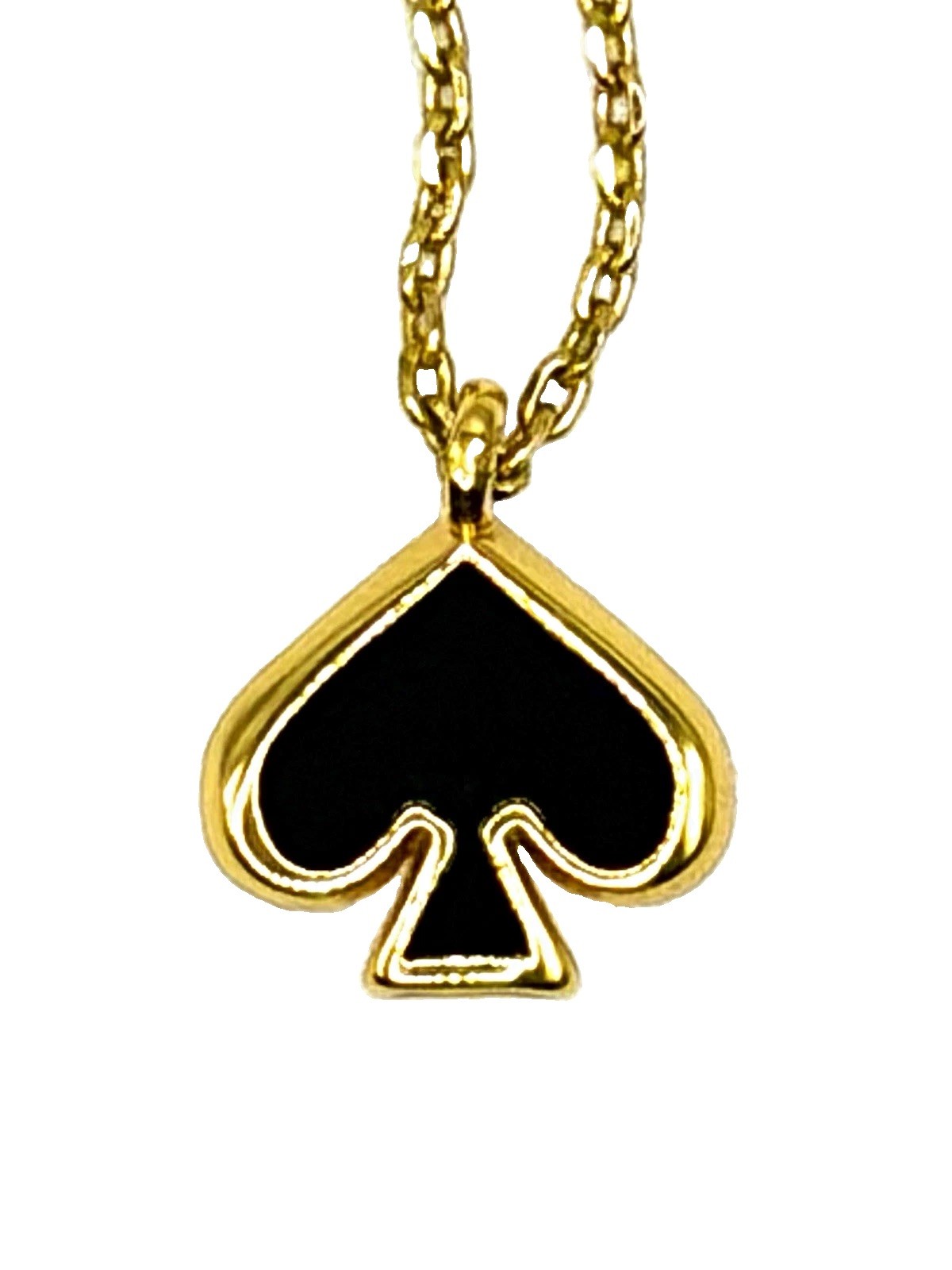 kate spade new york Gold Plated Black Spade Charm Pendant Necklace Adjustable