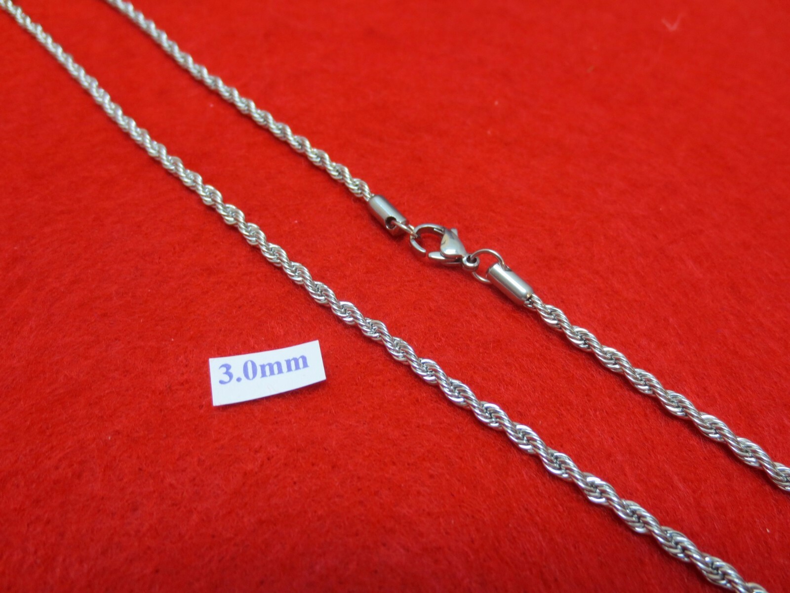 QUICK SHIP 18″-30″ 3 MM STAINLESS STEEL ROPE CHAIN SILVER NECKLACE- USA SELLER