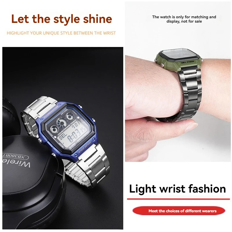 Suitable for Casio Ae-1200/Ae-1300/Ae-1500 Small Square Watches with Metal