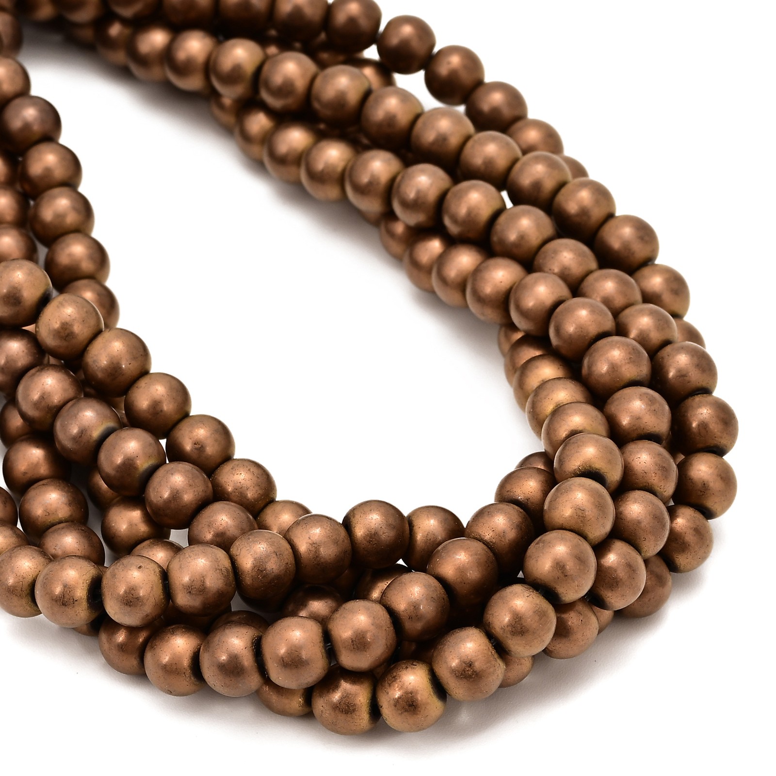 Copper Hematite Matte Round Beads 2mm 3mm 4mm 6mm 8mm 10mm 12mm 15.5″ Strand