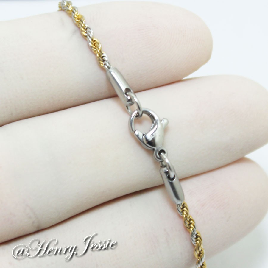 16″18″20″24″MEN Stainless Steel 1.5mm Silver/Gold Plated Rope Chain Necklace