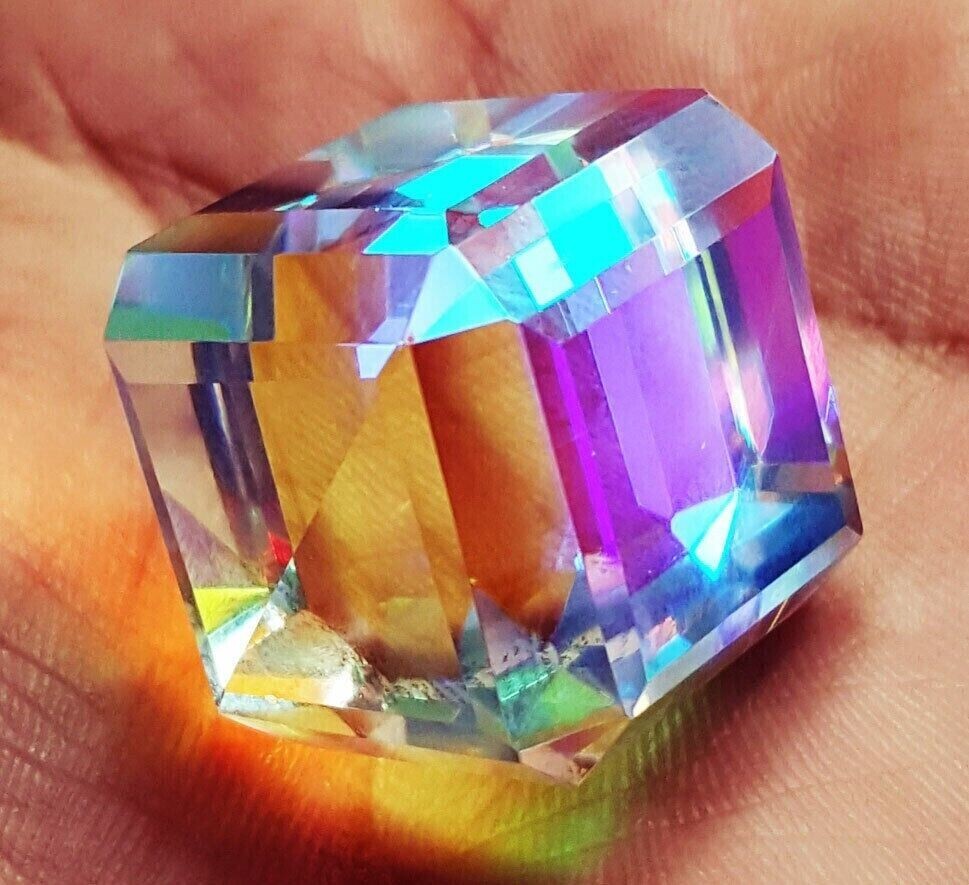 Certified 200 Ct Natural Cube Cut Rainbow Color Mystic Quartz Loose Gemstone 1