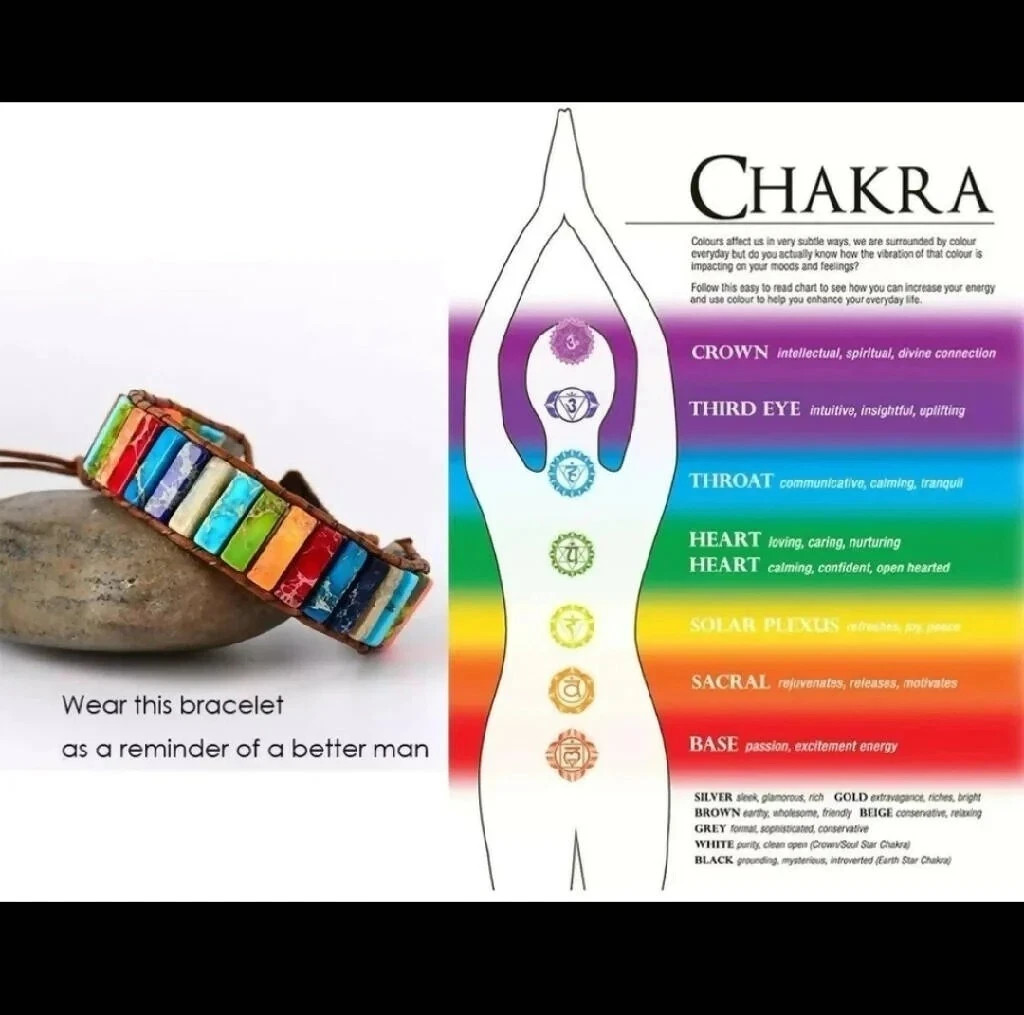 Natural 7 Chakra Stone Bracelet Multi Color Crystal Tube Beads Bracelet Gift