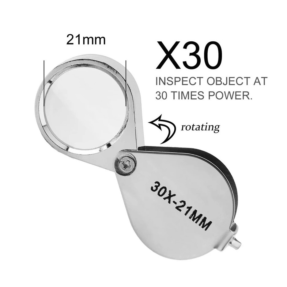 1pc 10-30X Pocket Loupe Magnifier Foldable Jewelry Eye Glass – NEW