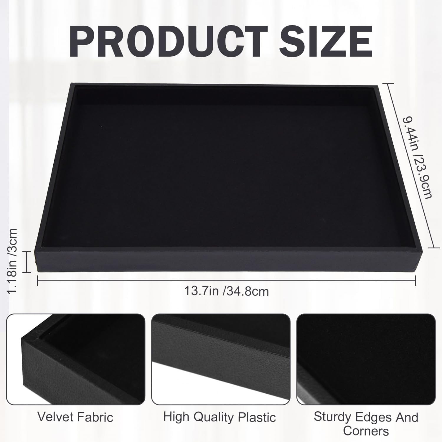 Black Velvet Jewelry Tray for Drawers Black Jewelry Display Tray Stackable Jewel