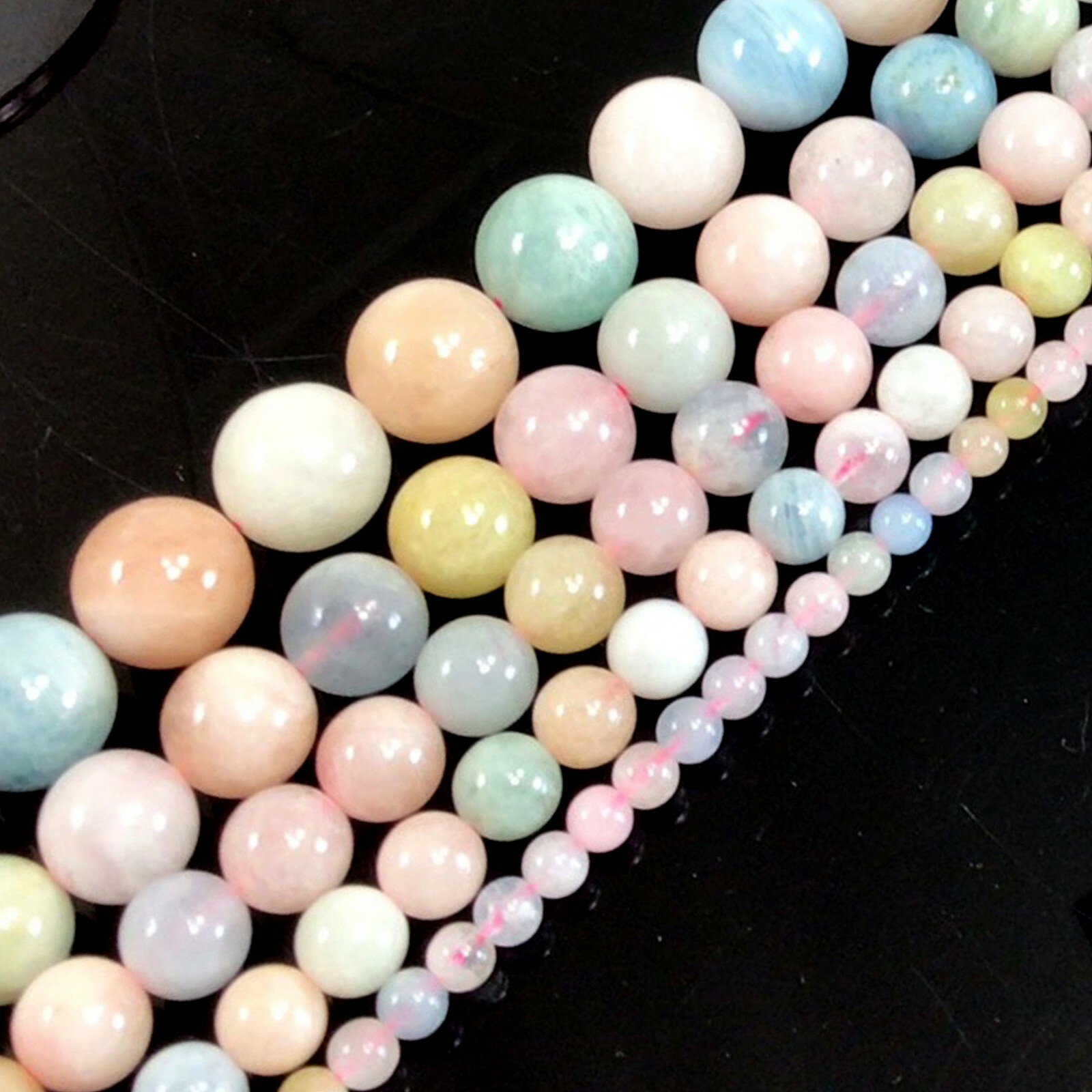 Genuine Natural Morganite Smooth Round Beads 15″ strand 4mm 6mm 8mm 10mm 12mm