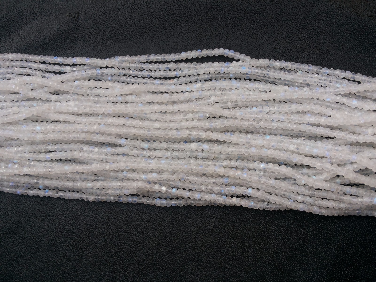 10 Strand Natural Rainbow Moonstone Rondelle Faceted 4-4.5mm Loose Beads 12″inch