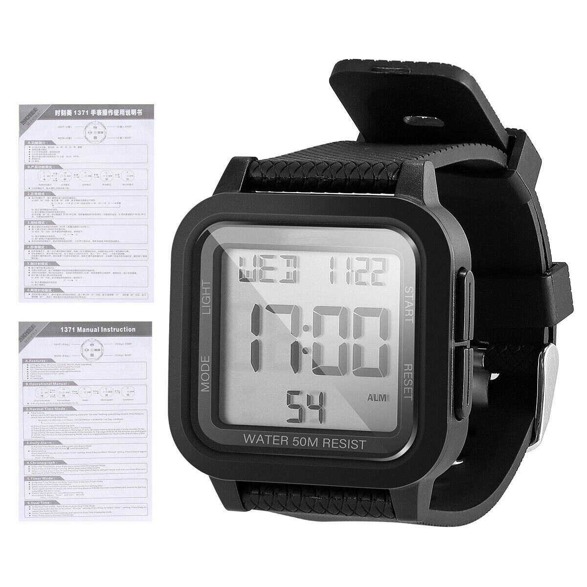 Men Waterproof Digital Sports Watch Military Tactical LED Backlight Wristwatch