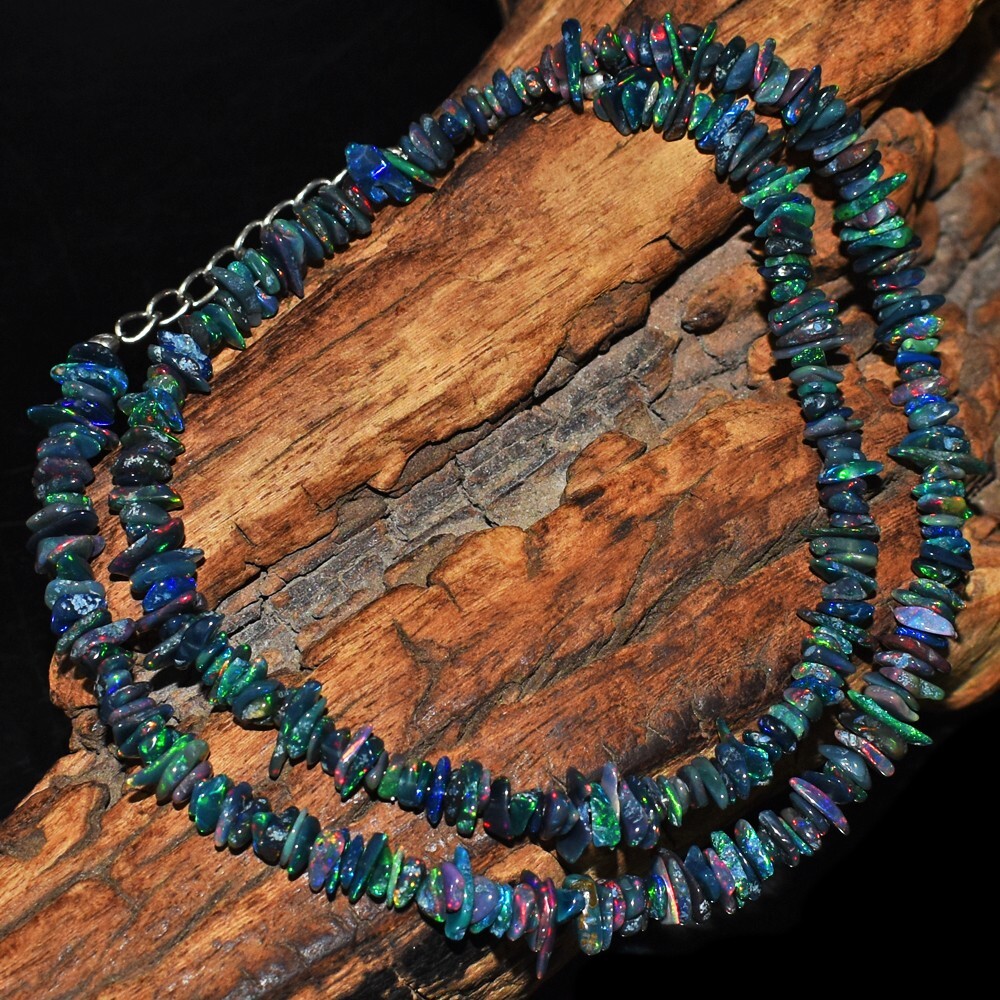 Wonderful Striking Black Ethiopian Opal 750.00 Cts Beaded Necklace VK 13 E593