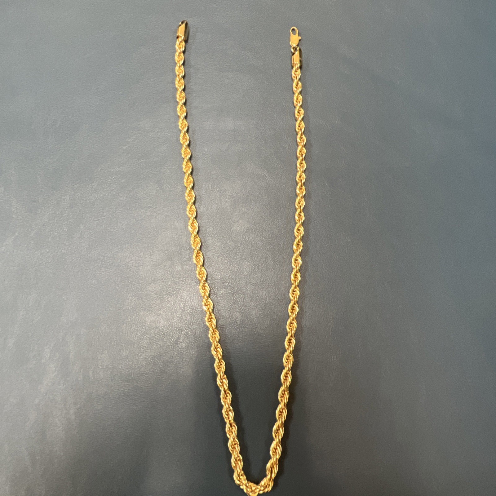 6MM 20INCH DIAMOND CUT ROPE CHAIN 14KT ELECTROPLATED 10x HIGH QUALITY