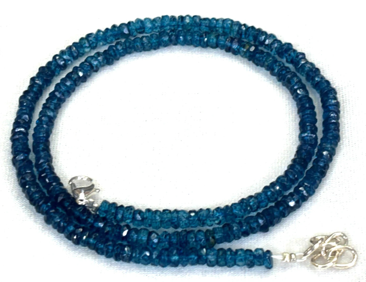 LONDON BLUE TOPAZ LBT RONDELLE 4-5MM FACETED GEMSTONE BEADS 18″INCH NECKLACE