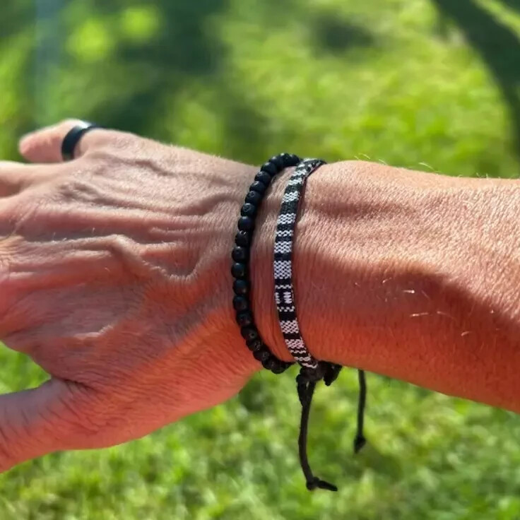 Lava Beads Handwoven Friendship Bracelet Boho Surf Bracelet for Men and Women