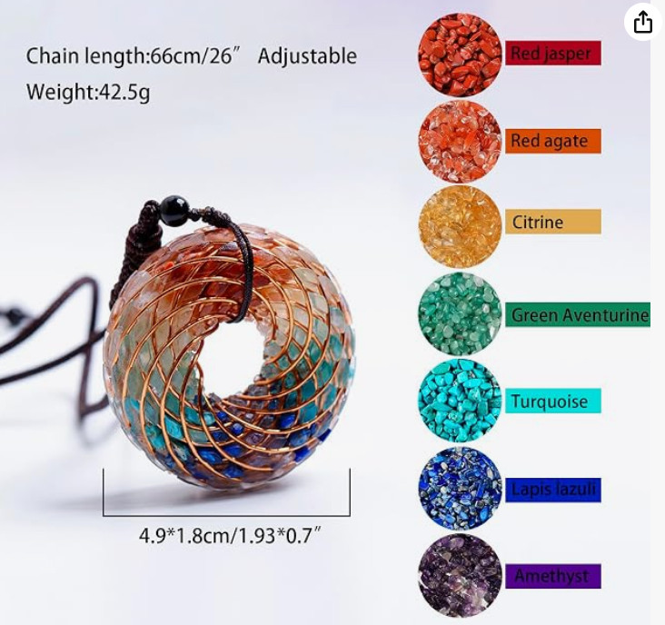 Rodin Coil & Orgone Pendant Necklace for Meditation, Reiki Energy Necklace, Chak